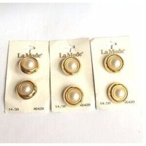 Gold Vintage Pearl La Mode Buttons Retro Made in Italy Plated Art Deco Italian